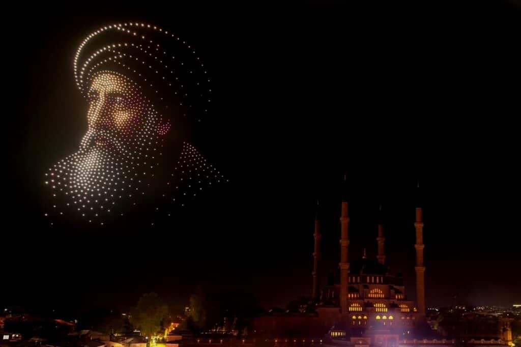 Outdoor drone show in Edirne, Türkiye