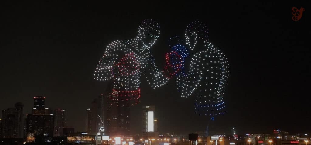 Drone show at a sporting event