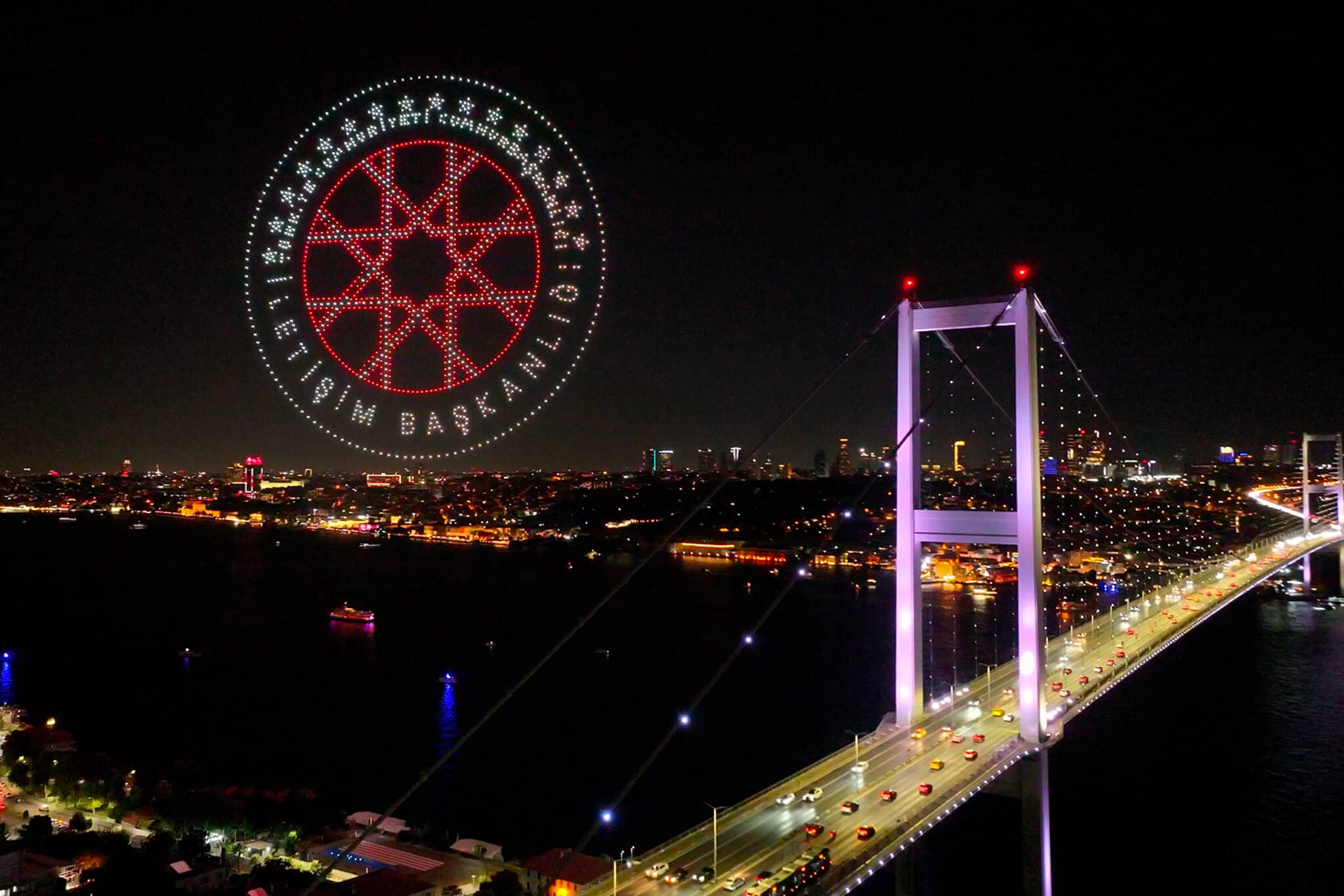 Drone show for the 10th anniversary of 15 July over the Bosphorus