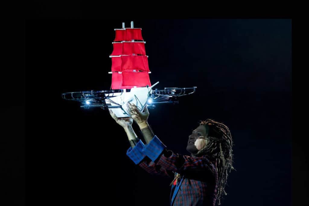 Custom drone in the shape of a ship
