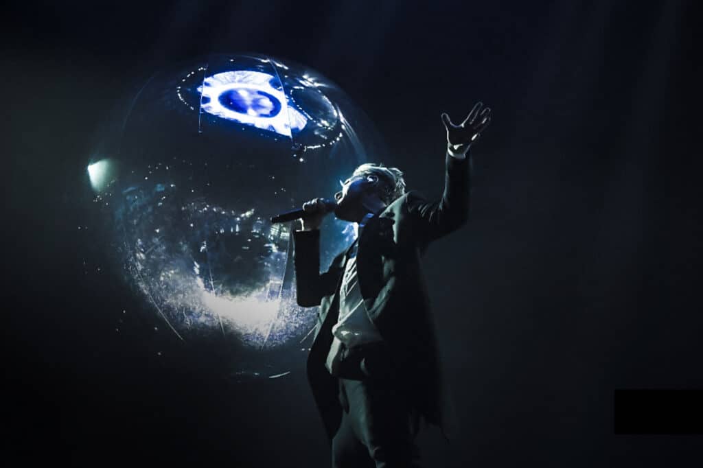 Airship sphere at a pop singer’s concert