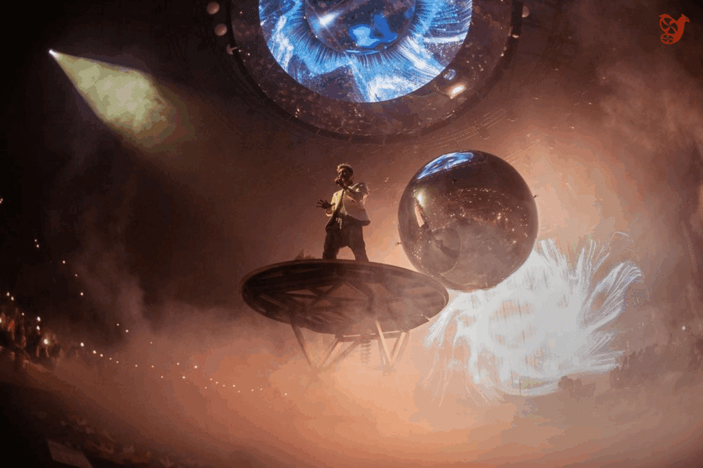 Airship sphere at a pop singer’s concert