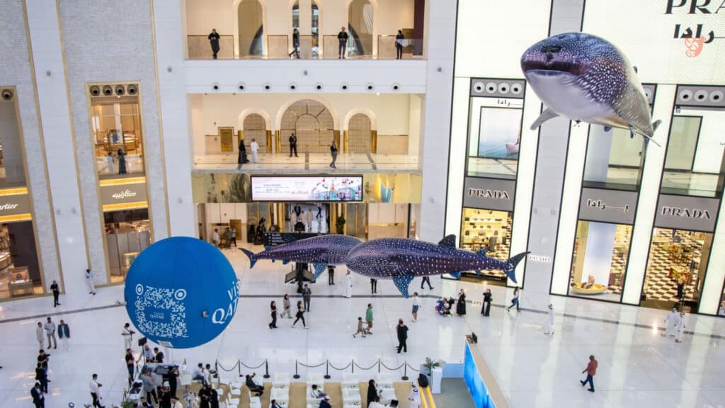 Radio-controlled whale shark in flight